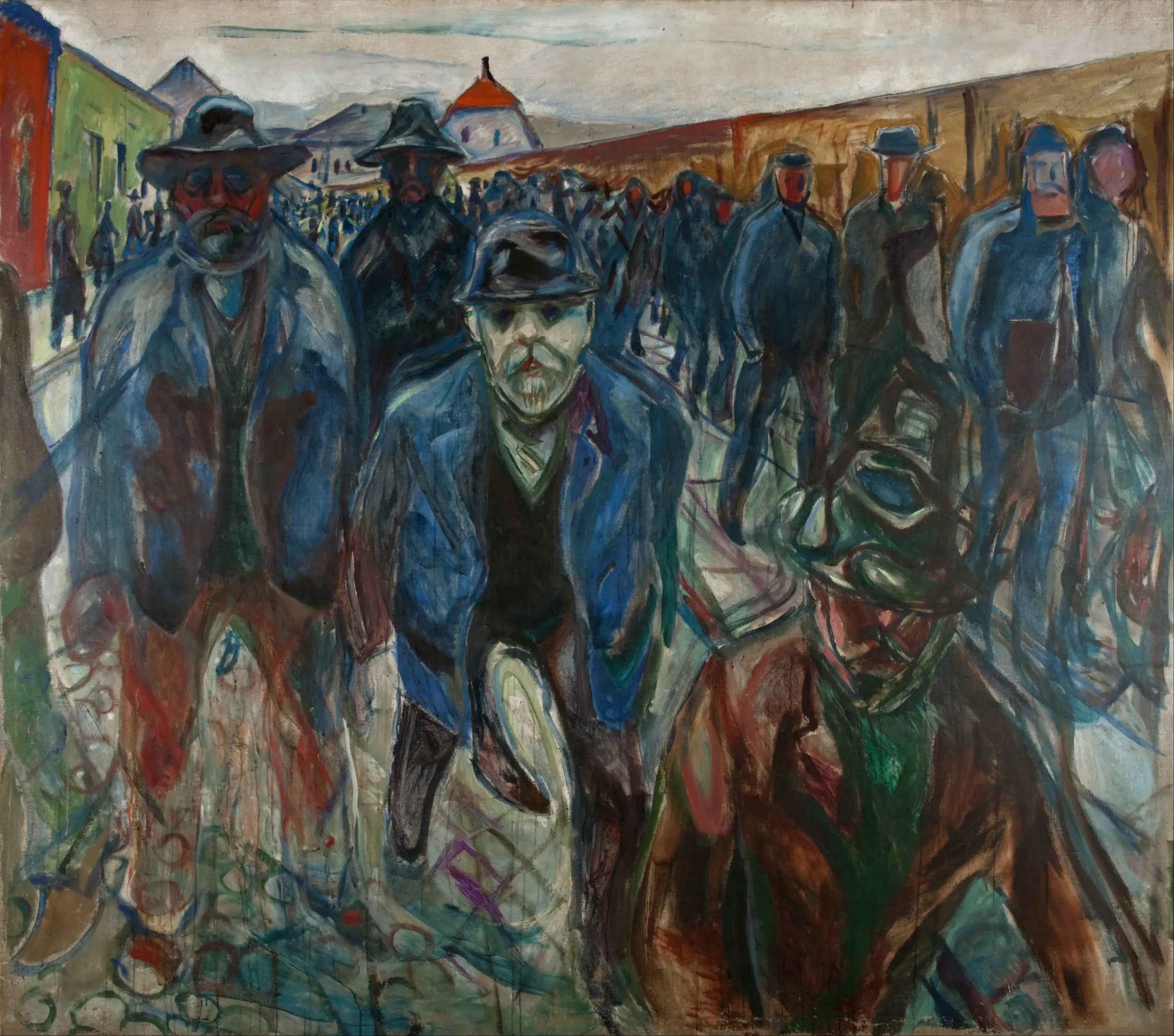 Ouvriers sur le chemin du retour - Edvard Munch image 1 copie de tableau peinte à la main