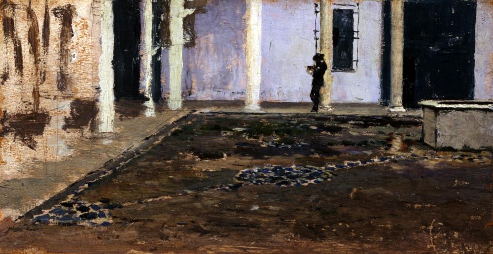 Patio du Palais du Duc d'Alba, Séville : tableau de Raimundo de Madrazo y Garreta - Mariano Fortuny Marsal image 1 reproduction réalisée par Alpha Reproduction