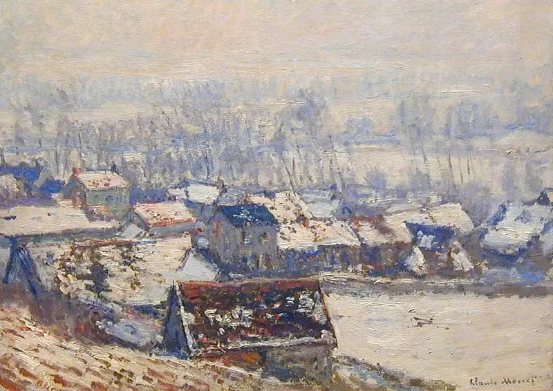 ジヴェルニーの風景、雪の効果 - クロード・モネ