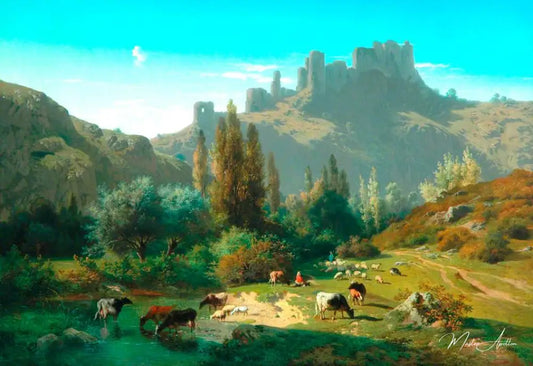 Landscape with Cattle - Rosa Bonheur - Reproductions de tableaux et peintures haut de gamme