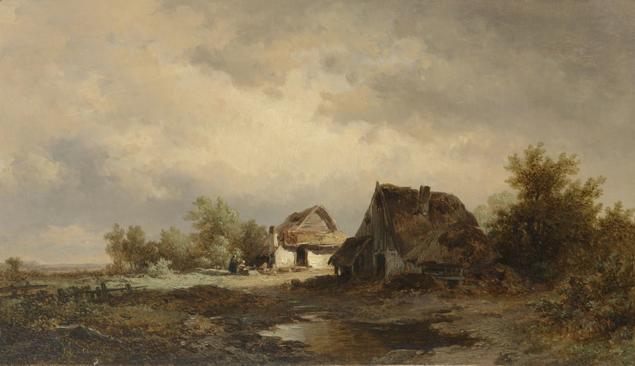 Paysage avec cabanes sur la bruyère - Remigius Adrianus Haanen