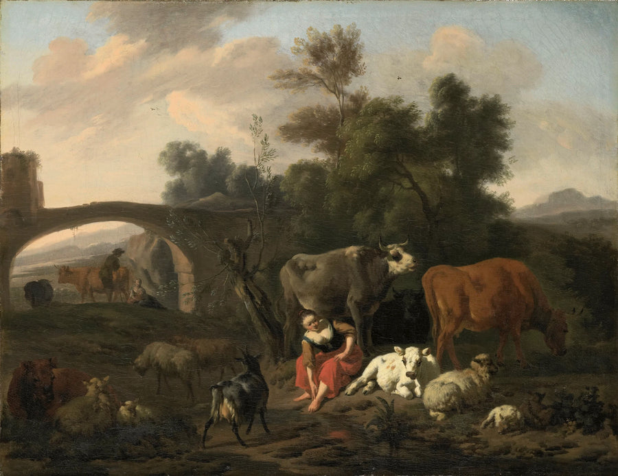 Paysage avec des pasteurs et du bétail - Dirck van den Bergen