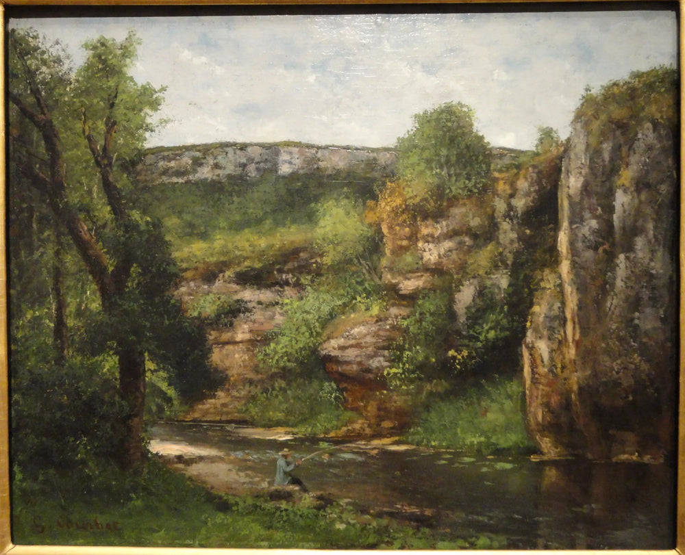 Paysage avec pêcheur - Gustave Courbet image 1 copie de tableau peinte à la main