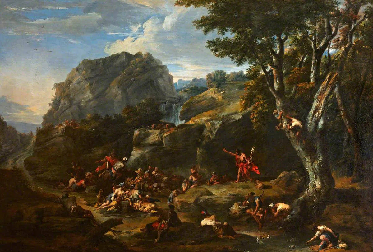Paysage avec saint Jean-Baptiste prêchant - Salvator Rosa image 1 tableau peint à l’huile sur toile