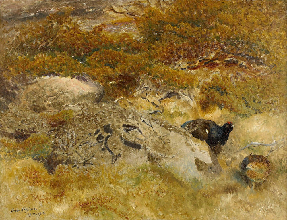 Paysage avec tétras - Bruno Liljefors image 1 copie peinte à la main à l’huile