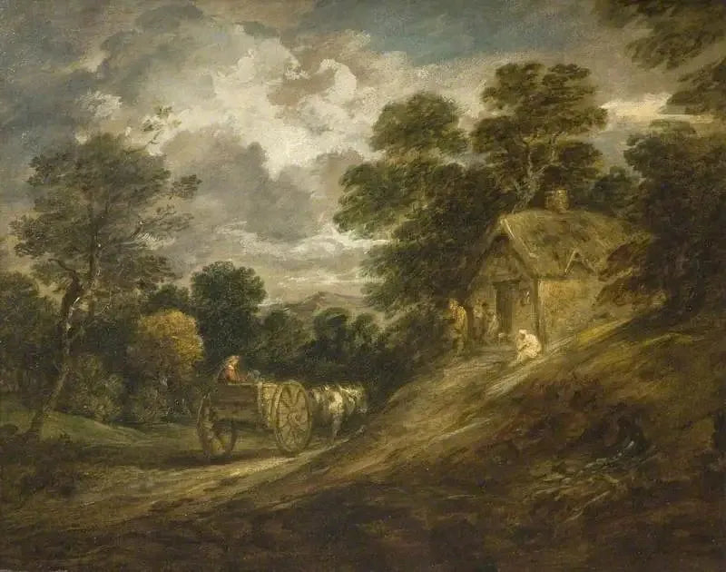 PAYSAGE_AVEC_UN_CHALET_ET_UNE_CHARRETTE_50x60