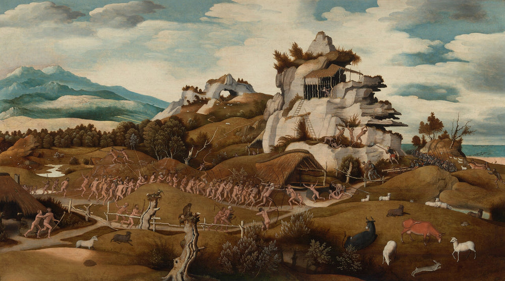 Paysage avec un épisode de la conquête de l'Amérique - Jan Mostaert image 1 tableau peint à l’huile sur toile