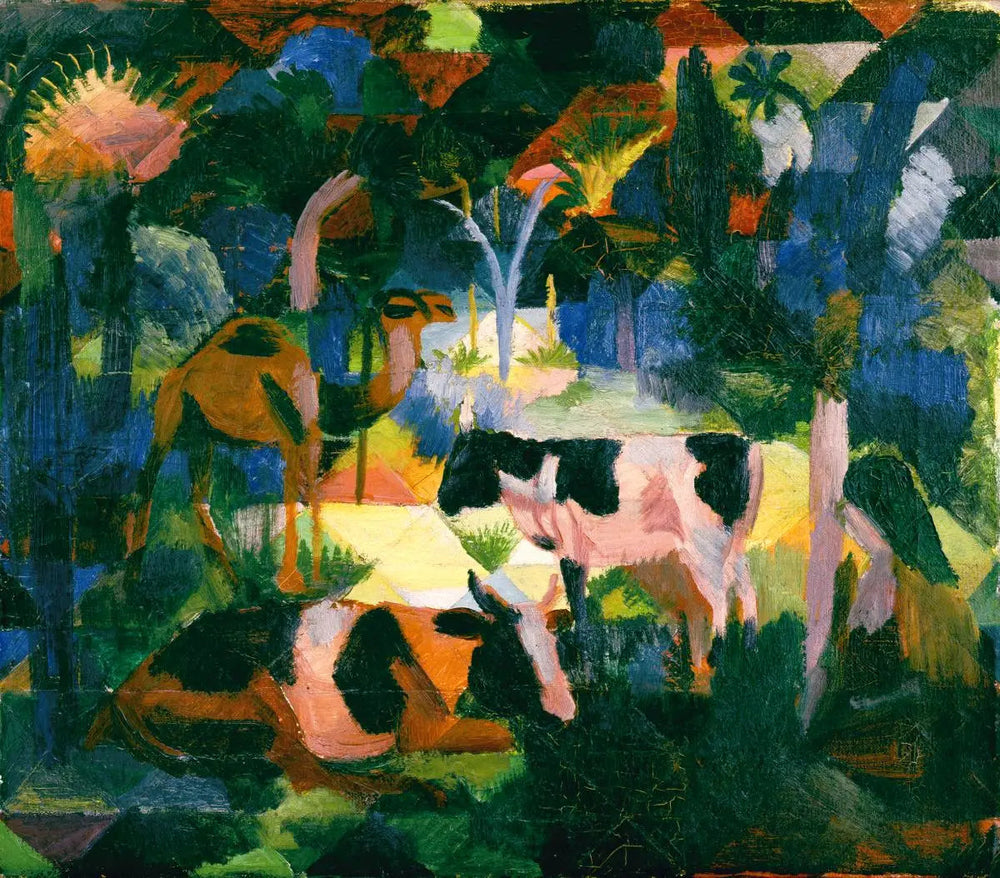 Paysage avec vaches et chameaux - August Macke image 1 reproduction de peinture à l’huile