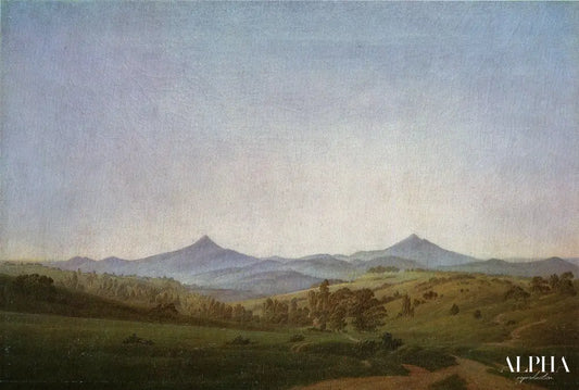 Paysage de Bohême avec le mont Milleschauer - Caspar David Friedrich - Reproductions de tableaux et peintures haut de gamme