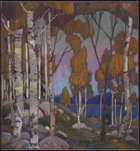 装飾的な風景：白樺 - トム・トムソン

Source:
Paysage décoratif : bouleaux - Tom Thomson