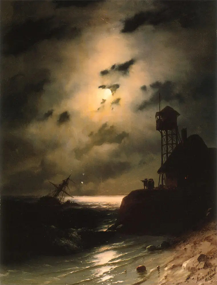 Paysage marin au clair de lune avec épave - Ivan Aïvazovski - Alpha Reproduction