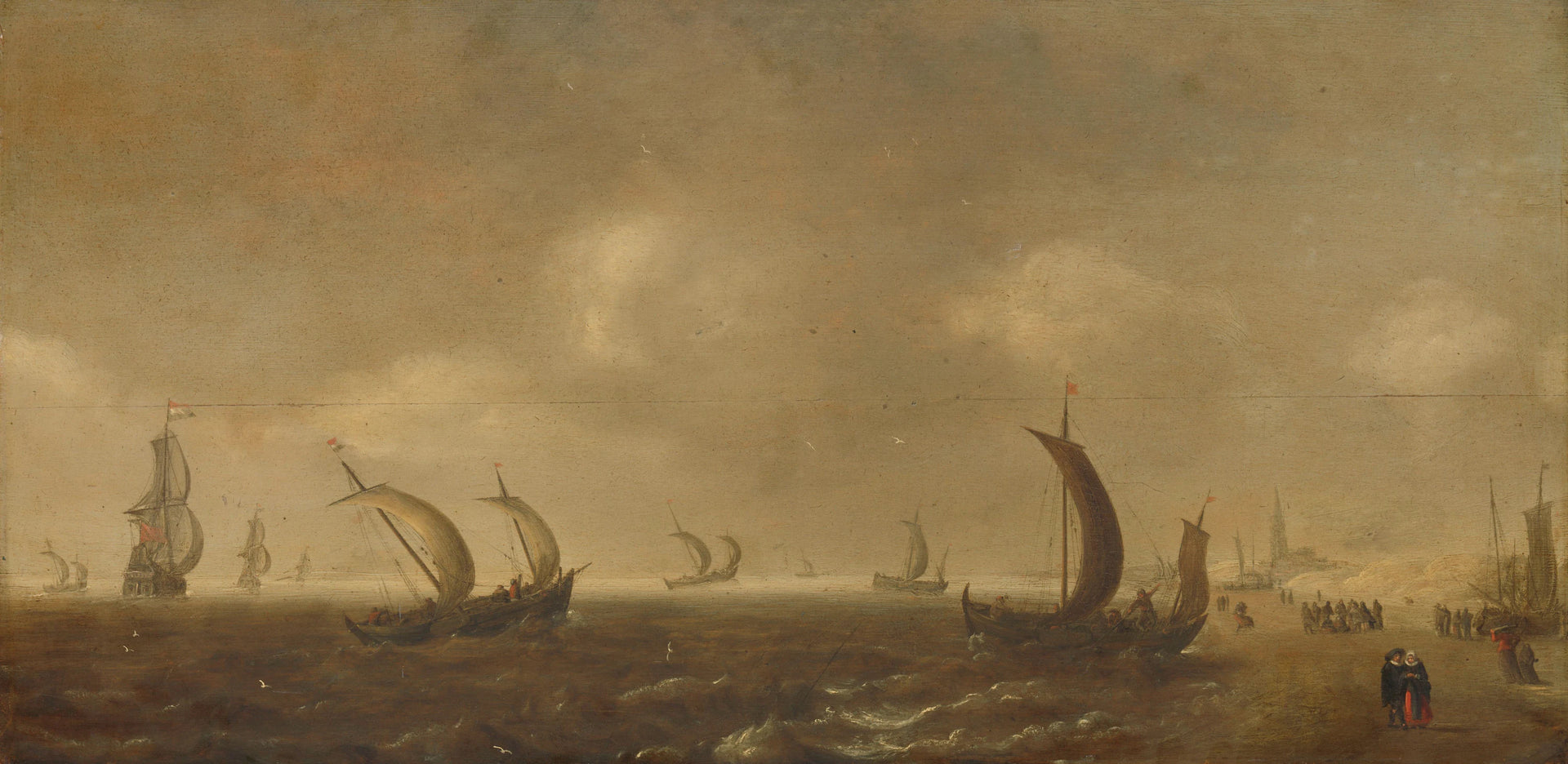 Paysage marin sur la plage de Scheveningen - Willem van Diest