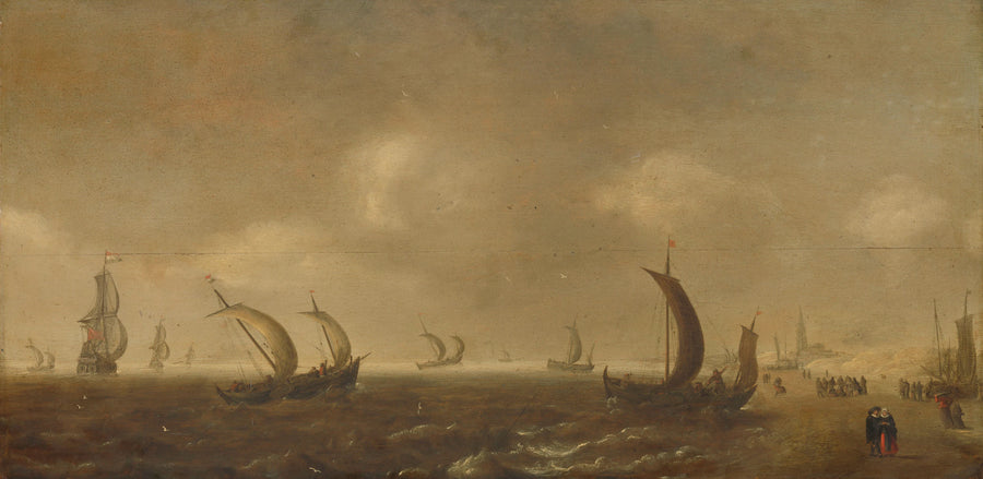 Paysage marin sur la plage de Scheveningen - Willem van Diest