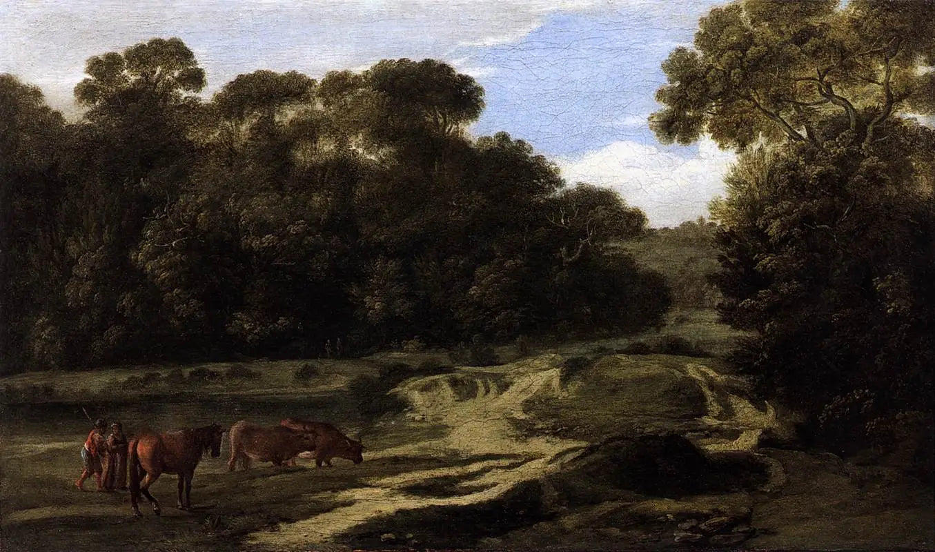 Paysage pastoral avec berger et troupeau (Chemin forestier) - Claude Lorrain - Alpha Reproduction