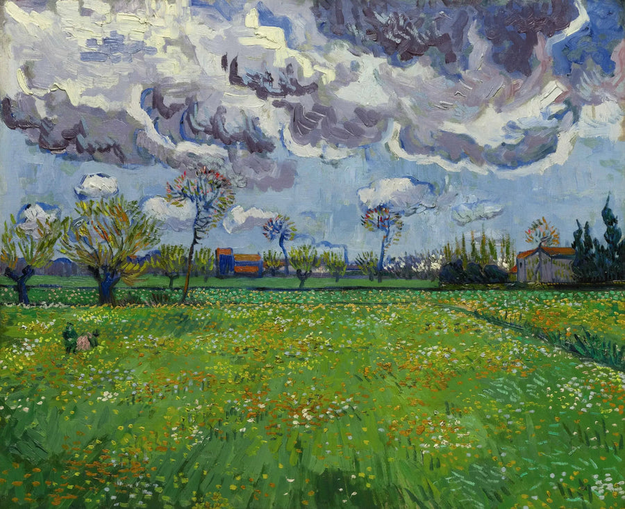 動きのある空の下の風景 - Vincent van Gogh