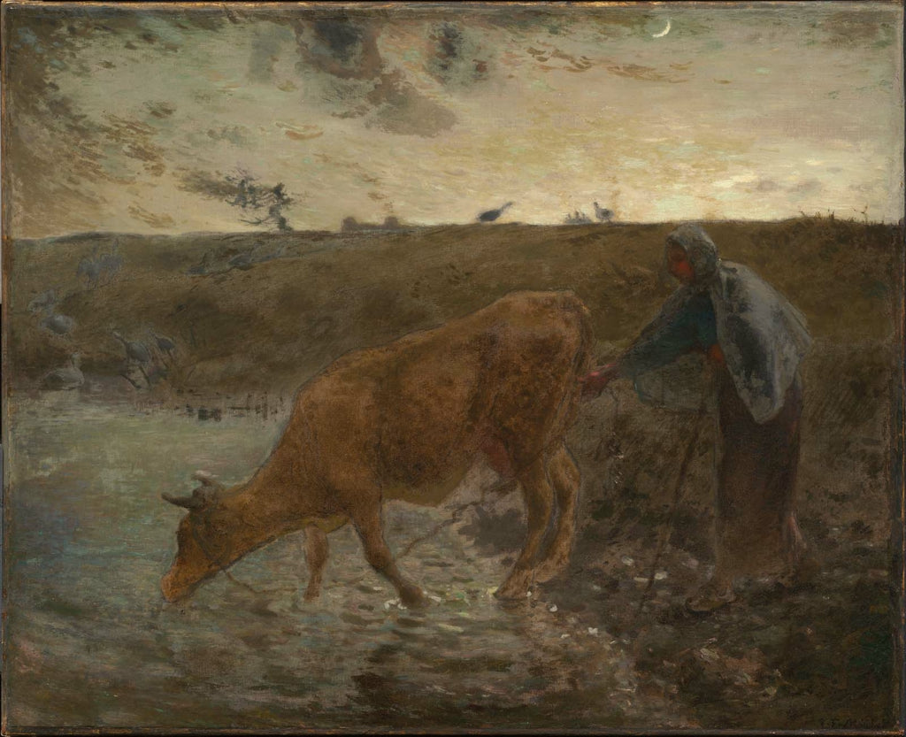 Paysanne abreuvant sa vache soir - Jean-François Millet - Alpha Reproduction