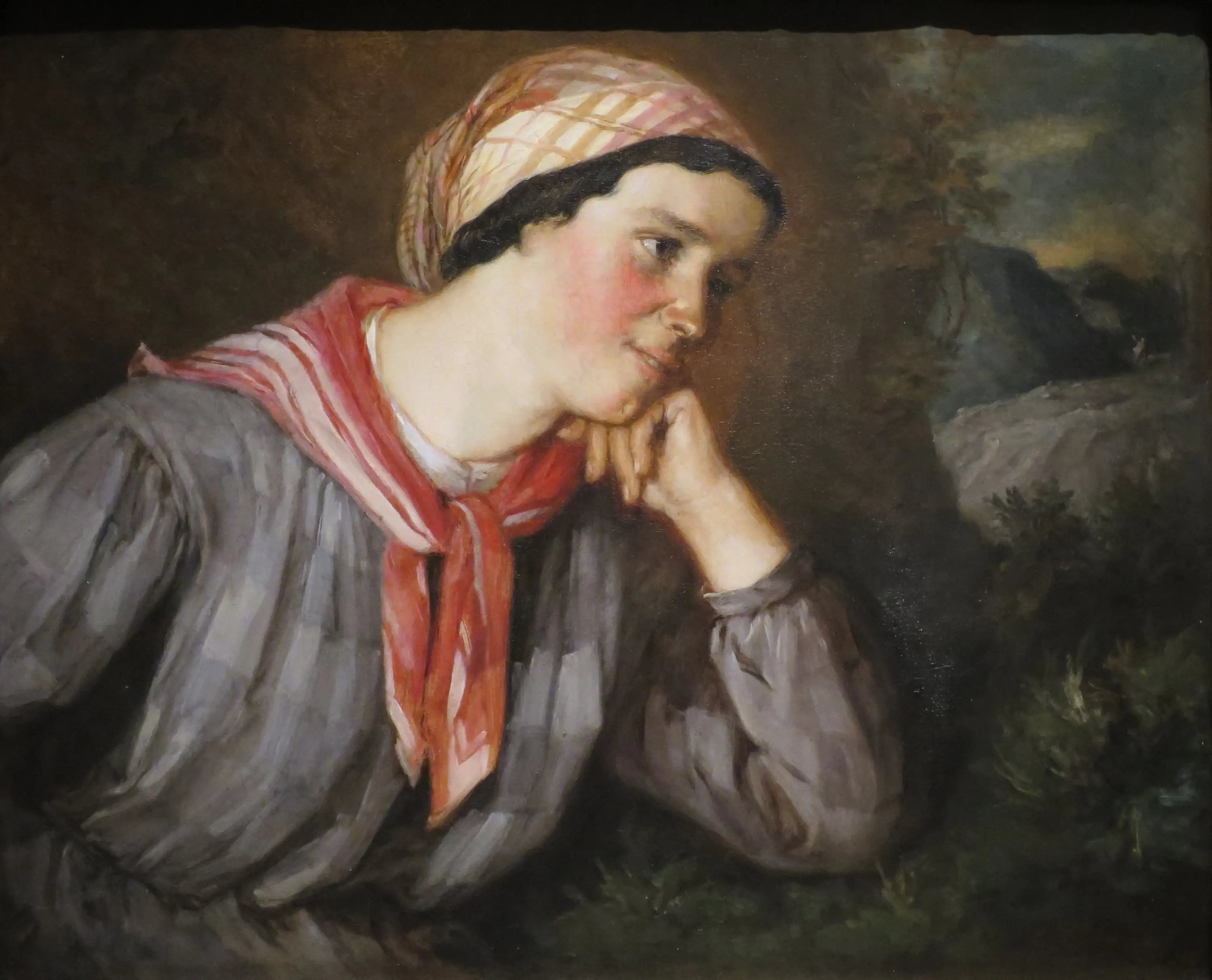 Paysanne au madras - Gustave Courbet image 1 reproduction artisanale de tableau