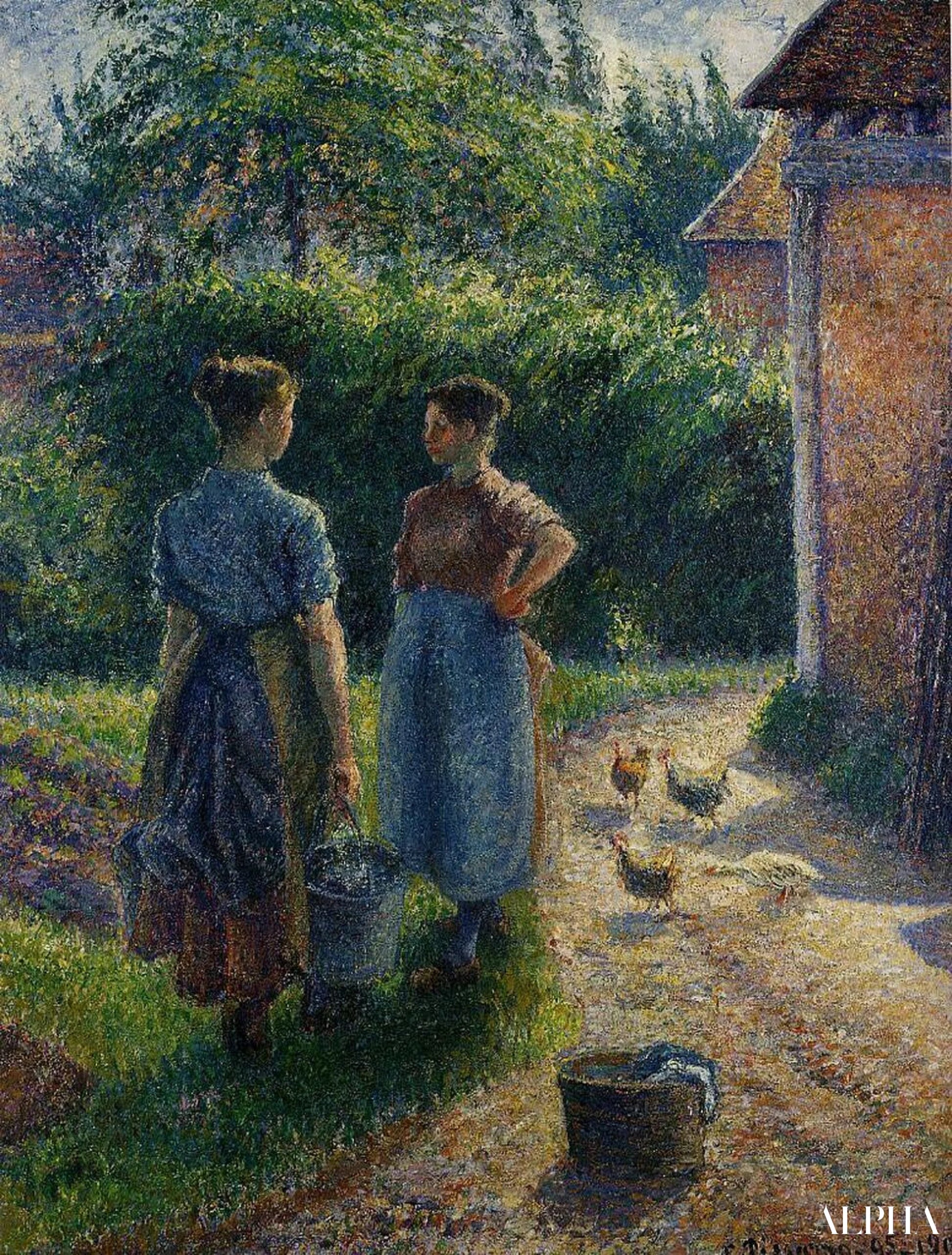 農場で話す農婦たち、エラニー - カミーユ・ピサロ - 高級絵画および絵画の複製