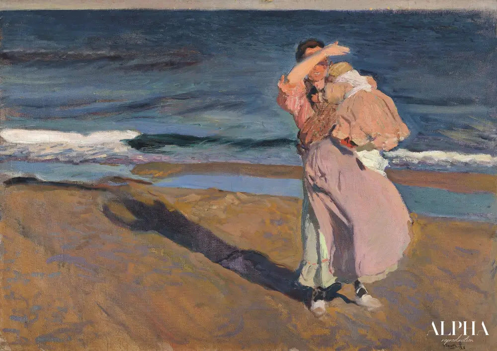 Pêcheuse avec son fils - Sorolla - Reproductions de tableaux et peintures haut de gamme