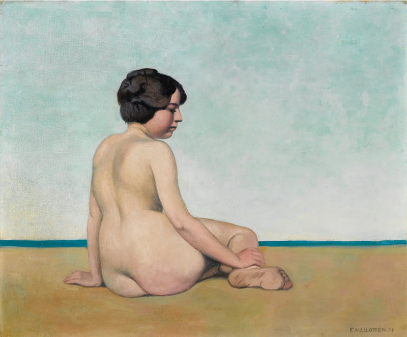 砂の上に座る小さな水浴び少女 - フェリックス・ヴァロトン

Source:
Petite baigneuse assise sur le sable - Félix Vallotton