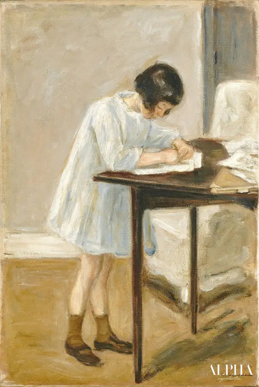 Petite-fille (fille debout qui écrit) - Max Liebermann - Reproductions de tableaux et peintures haut de gamme