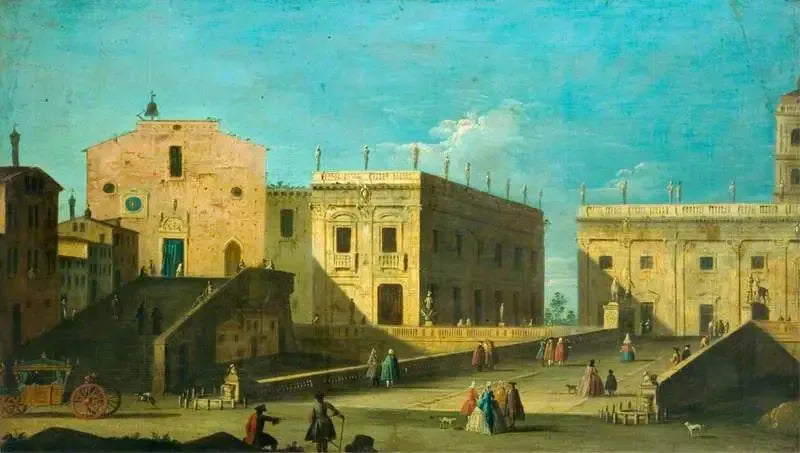 ローマ、カンナレッティによるカンピドリオ広場、左側にサンタ・マリア・イン・アラチェーリ

Source:
Piazza del Campidoglio, Rome, avec Santa Maria in Aracoeli sur la gauche - Canaletto