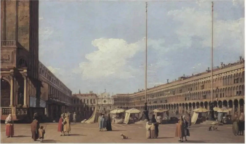 サン・マルク広場、サン・ジェミニアーノ教会の向かい側 - カナレット

Source:
Place Saint-Marc, face à l'église de San Geminiano - Canaletto
