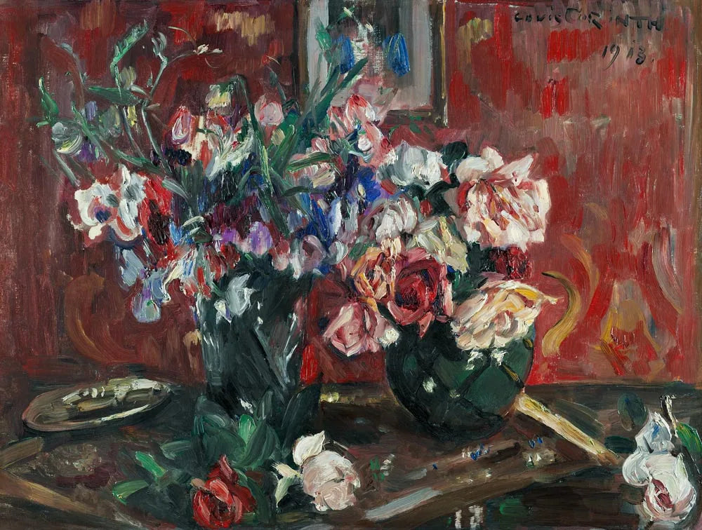 Pois de senteur et roses (Wicken und Rosen) - Lovis Corinth image 1 reproduction artisanale de tableau