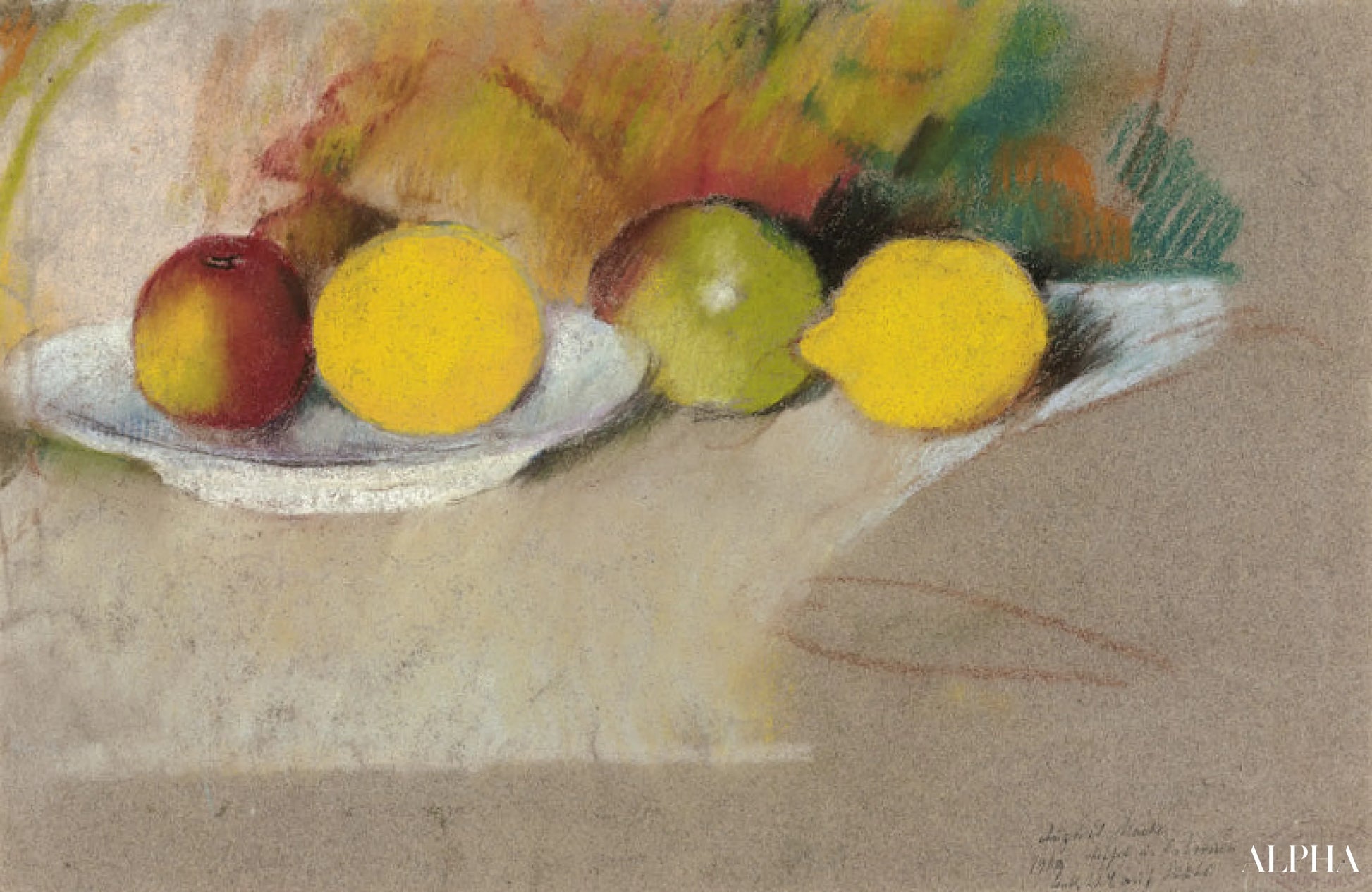 リンゴとレモン - August Macke - 高級絵画および絵画の複製