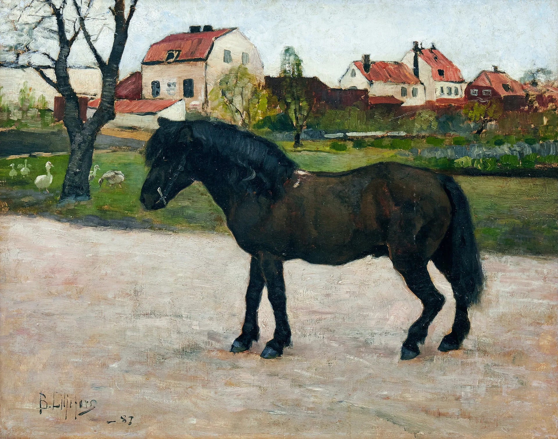 Poney noir - Bruno Liljefors image 1 tableau peint à l’huile sur toile