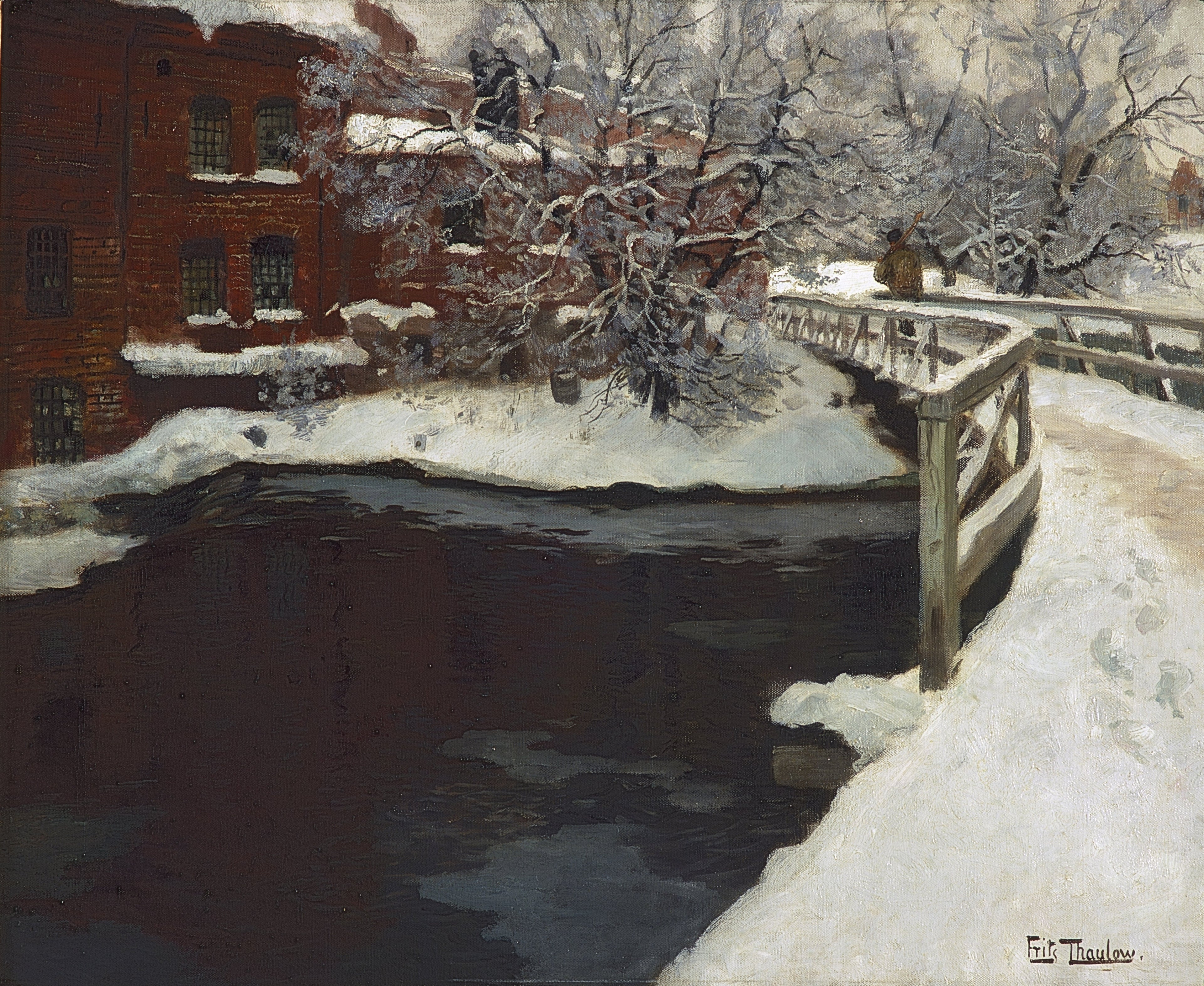 Pont de Treschow - Frits Thaulow image 1 copie peinte à la main à l’huile