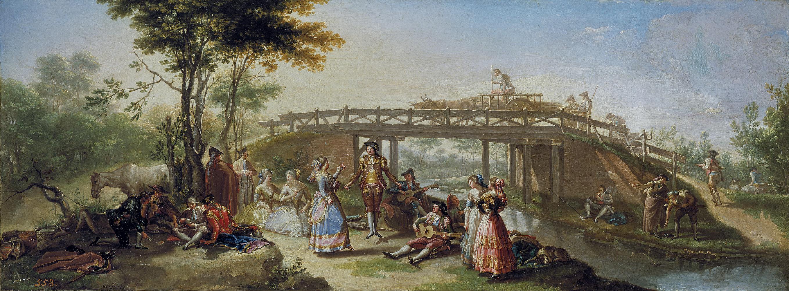 Pont sur le canal de Madrid - Francisco Bayeu image 1 copie peinte à la main à l’huile