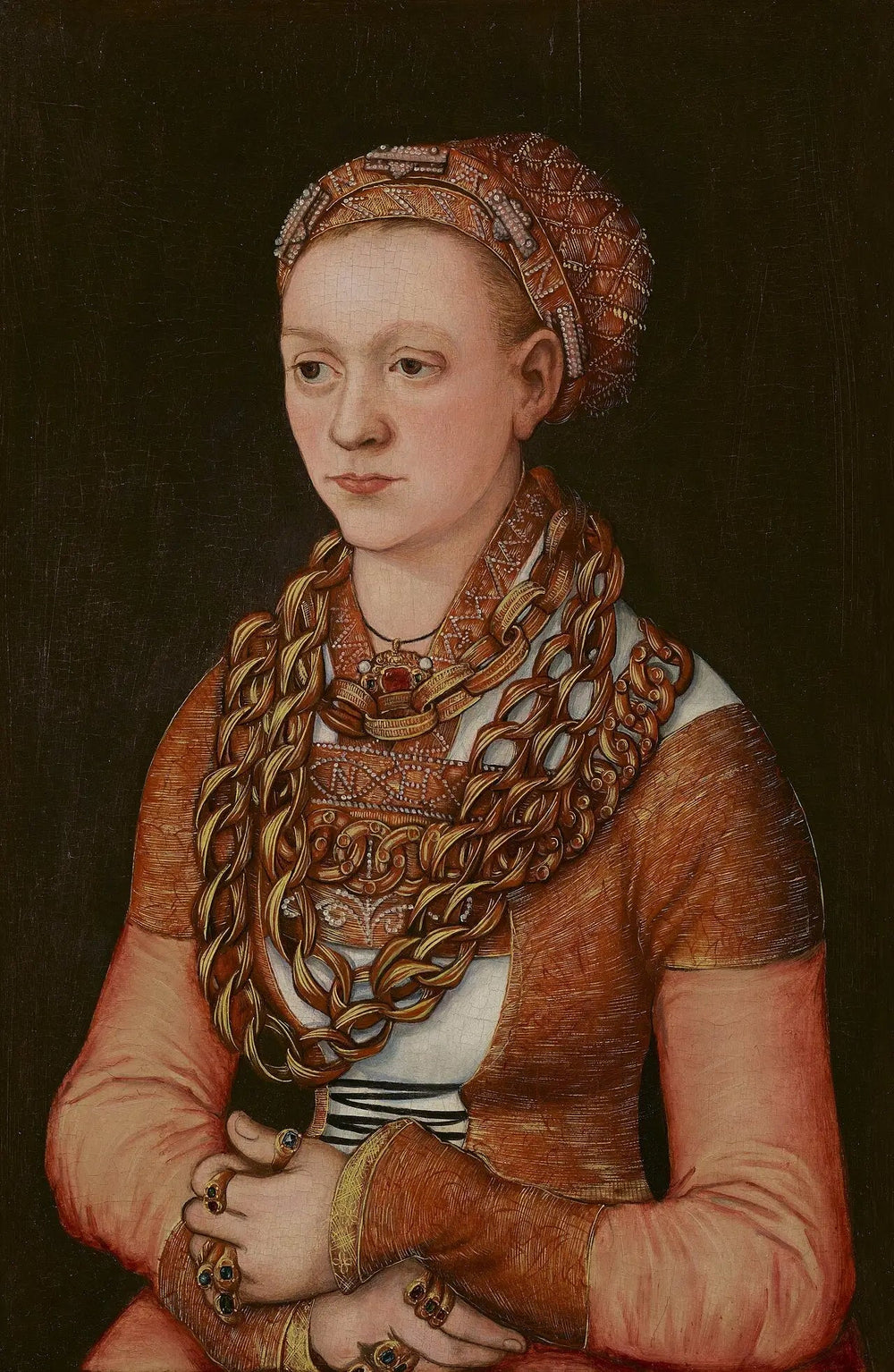 Portrait d'Anna Buchner, née Lindacker - Lucas Cranach the Elder image 1 copie peinte à la main à l’huile