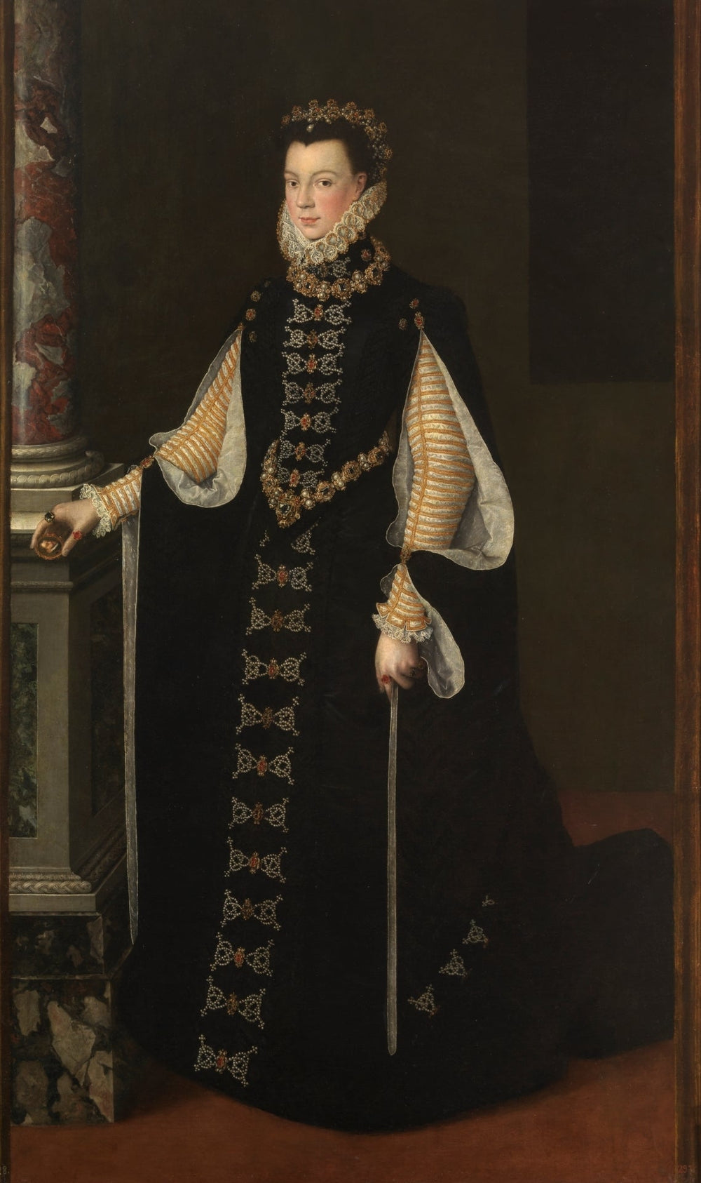 Portrait d'Élisabeth de France avec une miniature dans sa main de son mari - Sofonisba Anguissola image 1 reproduction de peinture à l’huile