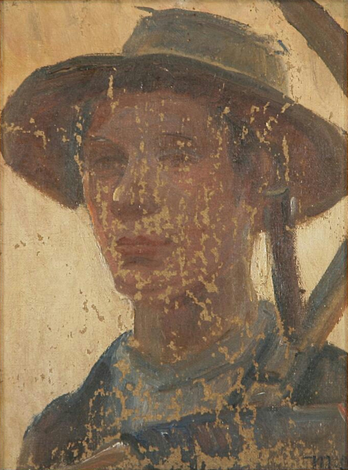 Portrait d'un jeune homme à la faux. - Michael Peter Ancher image 1 reproduction artisanale de tableau