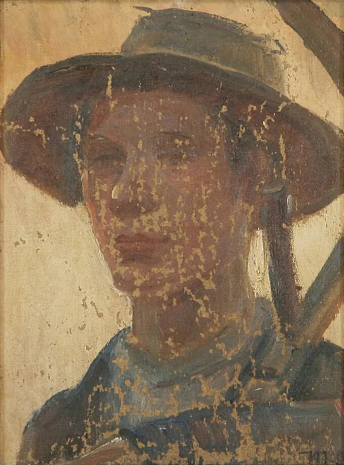 Portrait d'un jeune homme à la faux. - Michael Peter Ancher image 1 reproduction artisanale de tableau