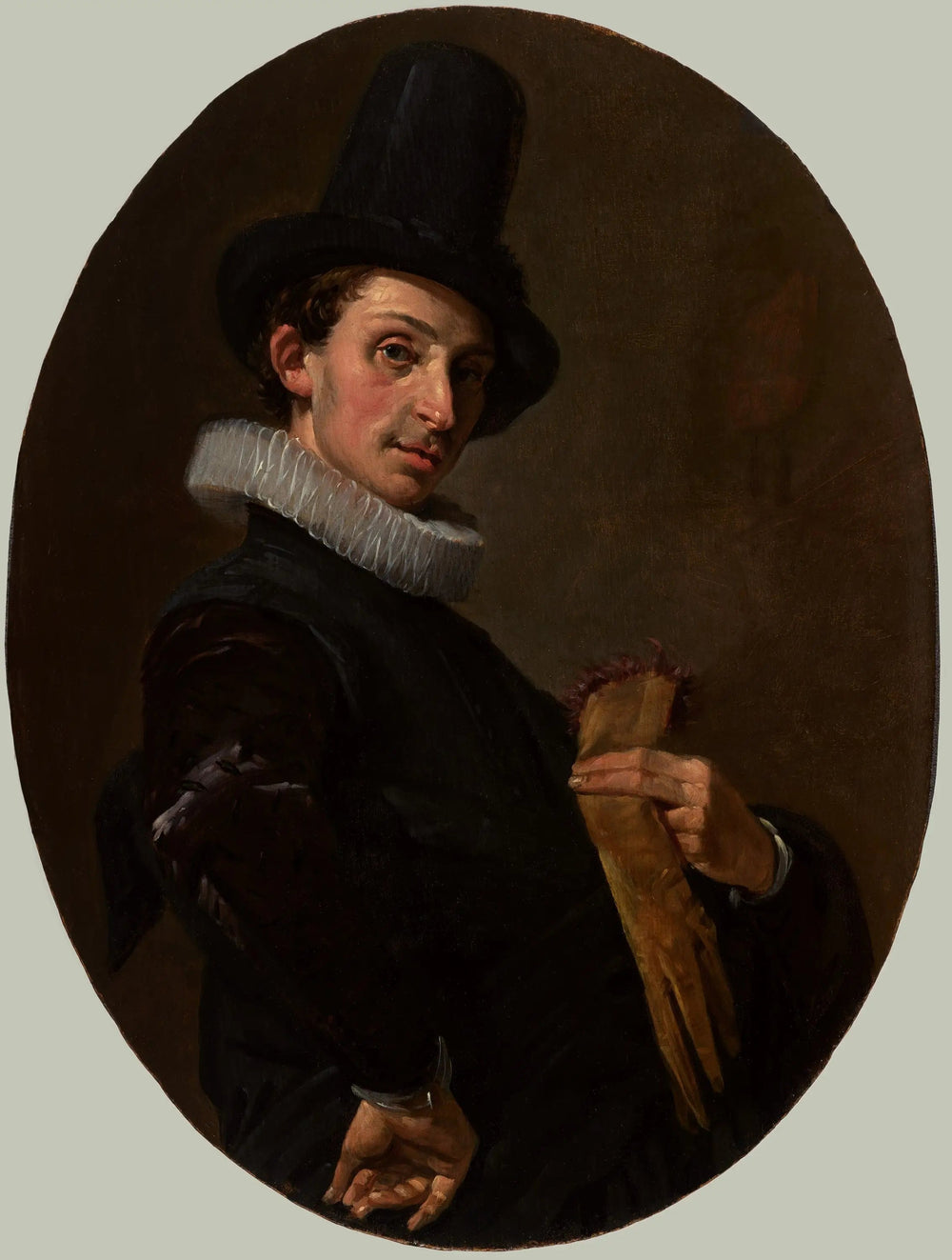 Portrait d'un jeune homme avec des gants - Frans Hals image 1 copie peinte à la main à l’huile