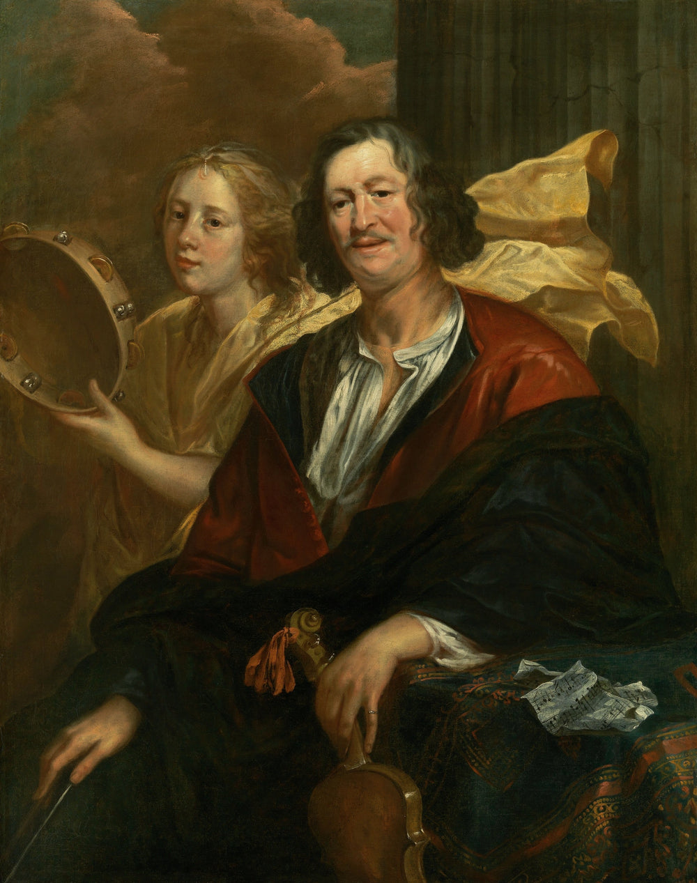 Portrait d'un musicien avec sa muse - Jacob Jordaens image 1 reproduction artisanale de tableau