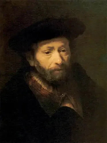 Portrait d'un vieil homme barbu avec une main dans son manteau - Rembrandt image 1 copie de tableau peinte à la main