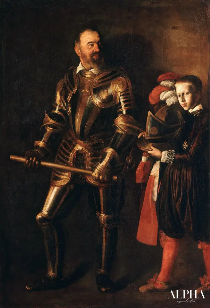 Portrait d'Alof de Wignacourt, Grand Maître de l'Ordre de Malte de 1601-22 (1547-1622), avec hi - Caravage - Reproductions de tableaux et peintures haut de gamme