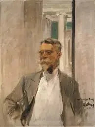 チャールズ・M・カーツの肖像、アルブライト美術館の創設者（1905-1909） - ホアキン・ソローリャ