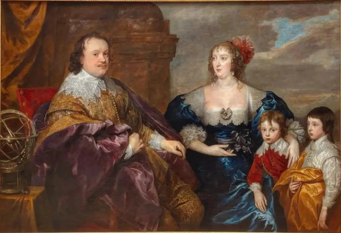 Portrait de famille de Sir Kenelm Digby (1603-1665) et Lady Venetia Anastasia Stanley (1600-1633) avec leurs fils Kenelm Digby et John Digby (1627-1690) - Antoine van Dyck image 1 copie peinte à la main à l’huile
