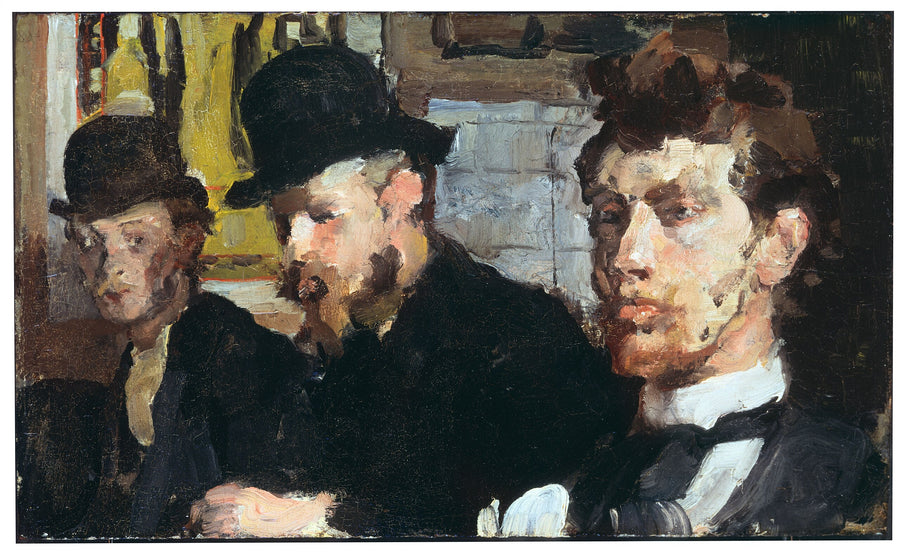 グループ肖像画 左から、アーティストのCarel Adolph Lion Cachet、Gerrit Willem Dijsselhof、Theo Nieuwenhuis - Isaac Israëls