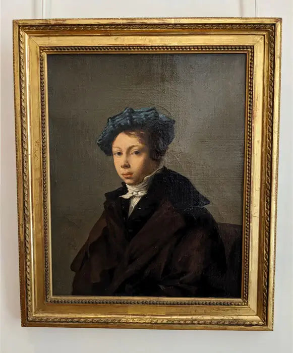 Portrait de jeune homme coiffé d'un béret bleu - Eugène Delacroix image 2 copie peinte à la main à l’huile