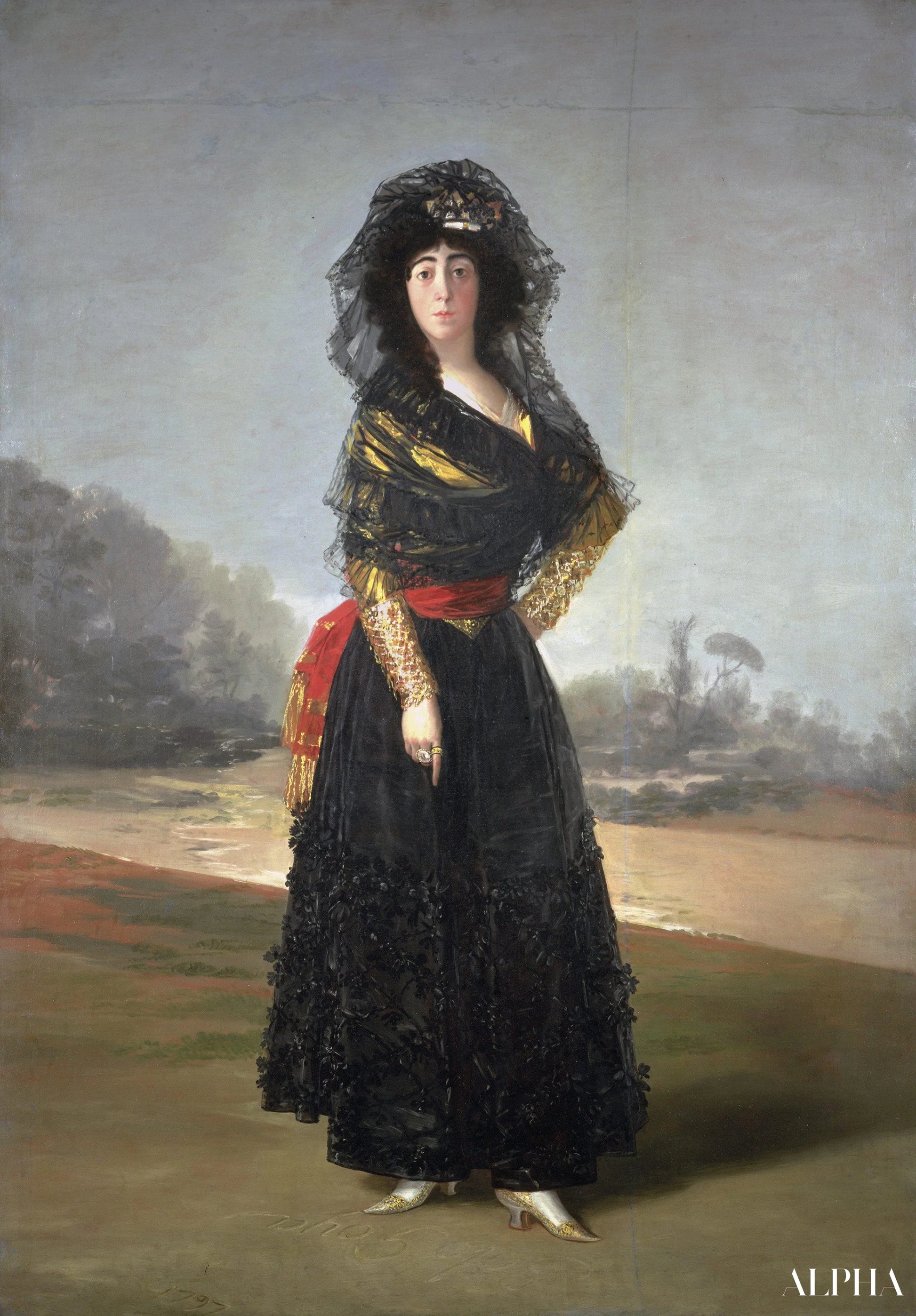 アルバ公爵夫人の黒い肖像 - フランシスコ・デ・ゴヤ - 高級絵画および絵画の複製