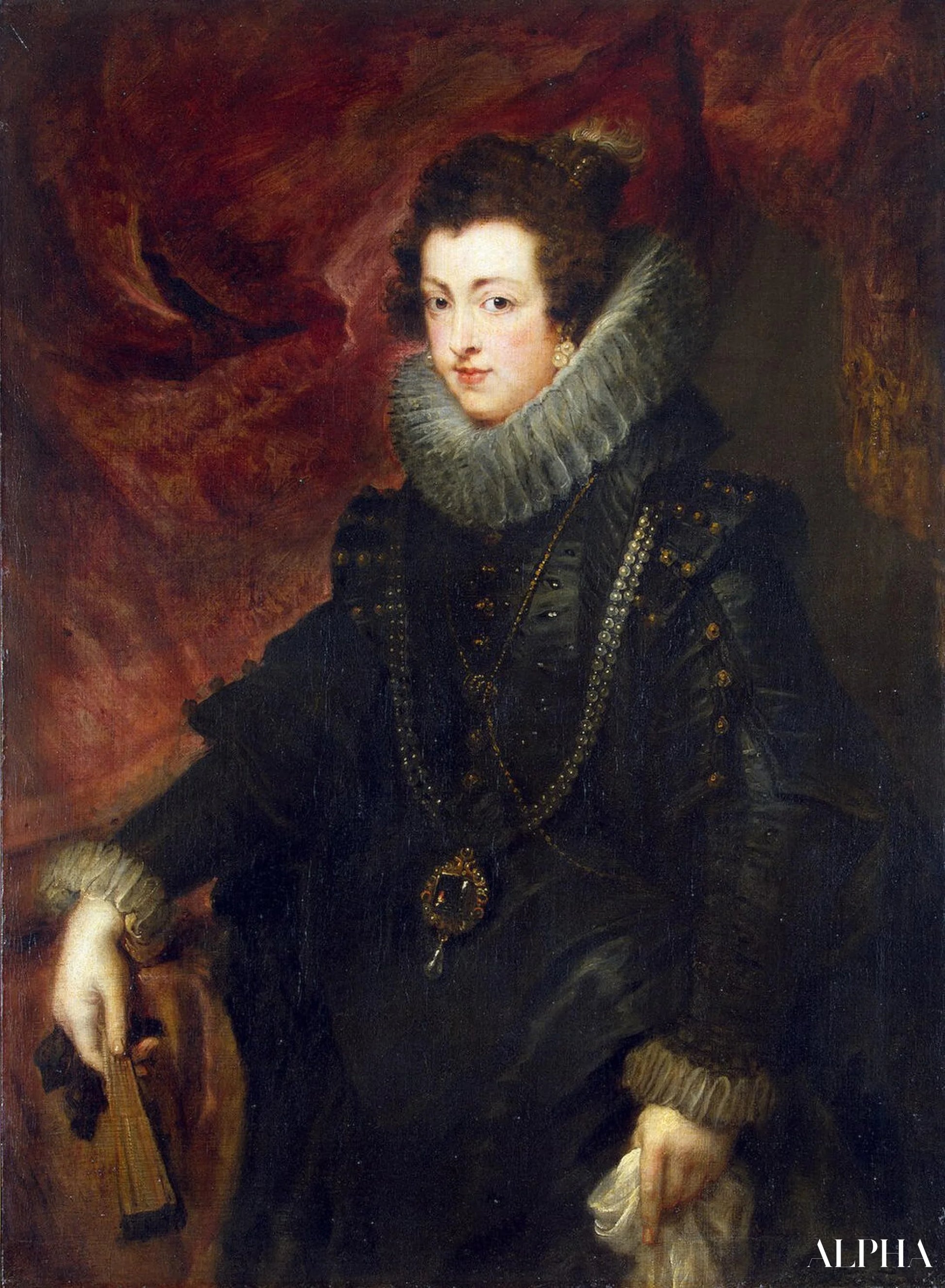 フランスのエリザベス女王の肖像（1602-1644）、スペインの王妃 - ピーター・ポール・ルーベンス - 高級絵画および絵画の複製