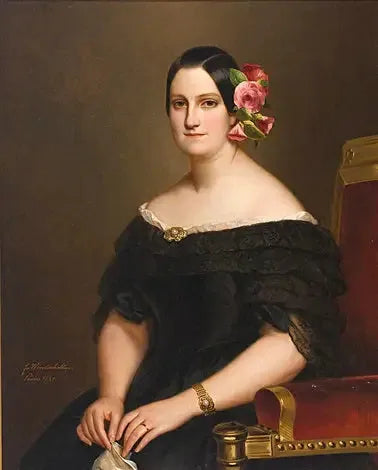 スペインのマリー＝クリスティーヌ王女の肖像（1806-1878） - フランツ・ザヴェル・ウィンターハルター

Source:
Portrait de la reine Marie-Christine d'Espagne (1806-1878) - Franz Xaver Winterhalter