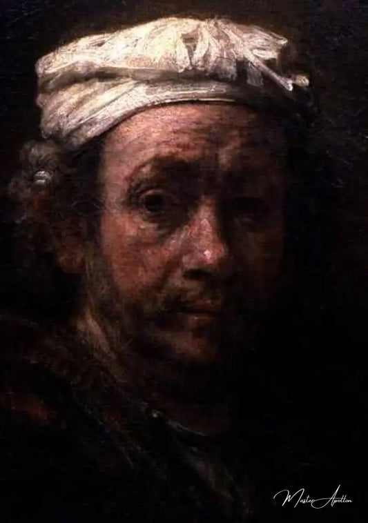 Portrait de l'artiste à son chevalet, détail du visage - Rembrandt van Rijn - Reproductions de tableaux et peintures haut de gamme