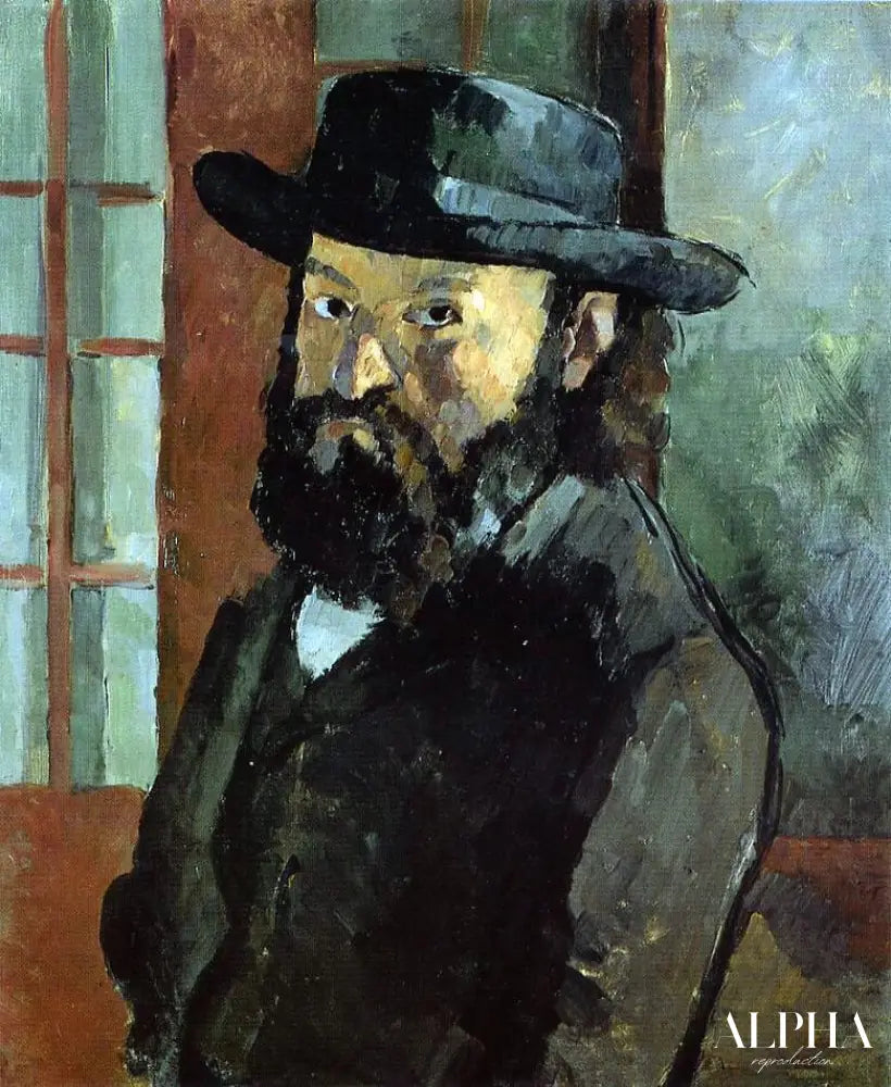 Portrait de l'artiste au chapeau à large bord - Paul Cézanne - Reproductions de tableaux et peintures haut de gamme