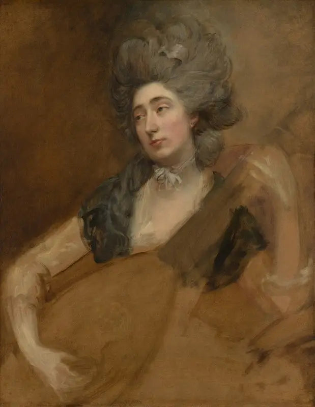 Portrait de Margaret Gainsborough tenant un théorbe - Thomas Gainsborough image 1 reproduction de peinture à l’huile